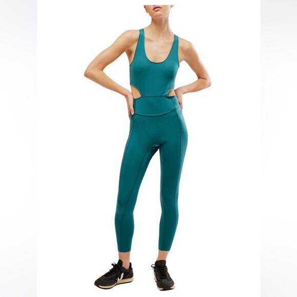 NWT Free People FP Movement Back It Up Jumpsuit dark green size x-small - Picture 2 of 11